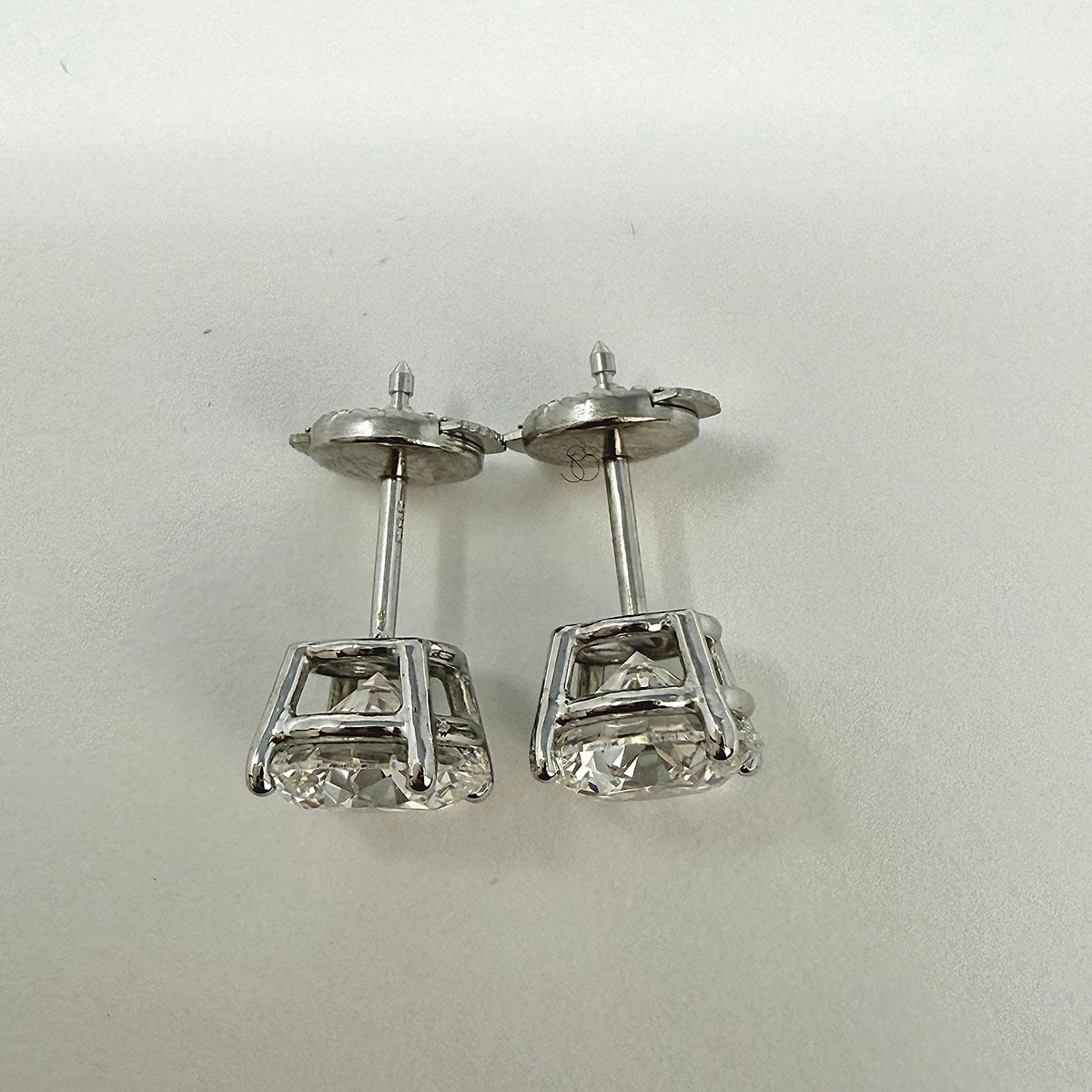 14K White Gold Lab Grown 3.12ct Diamond Stud Earrings