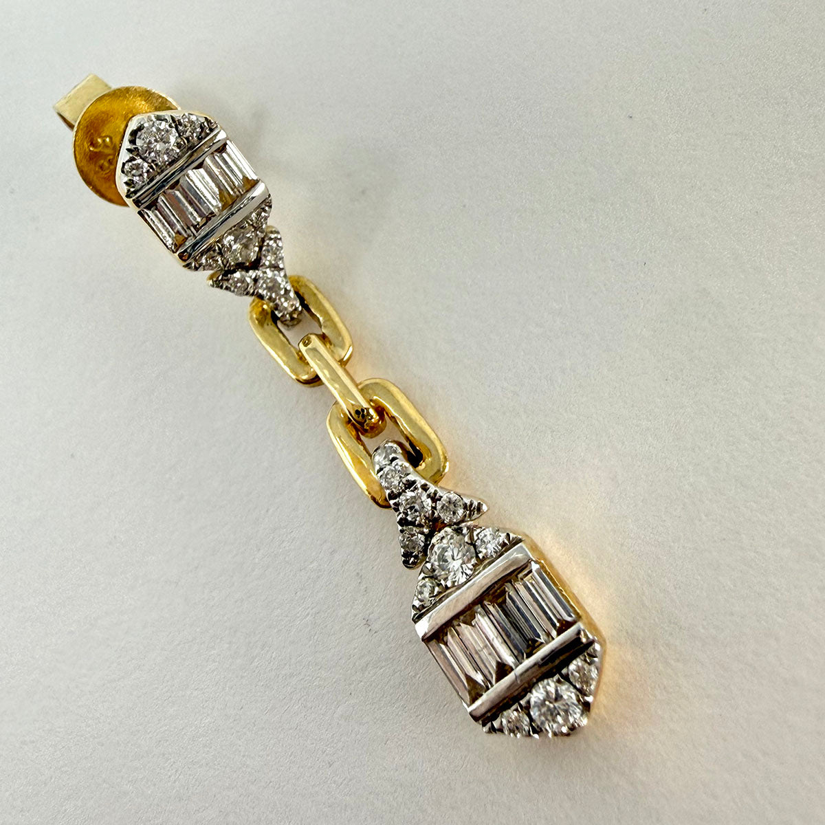 14K Yellow and White Drop Earrings with Diamonds