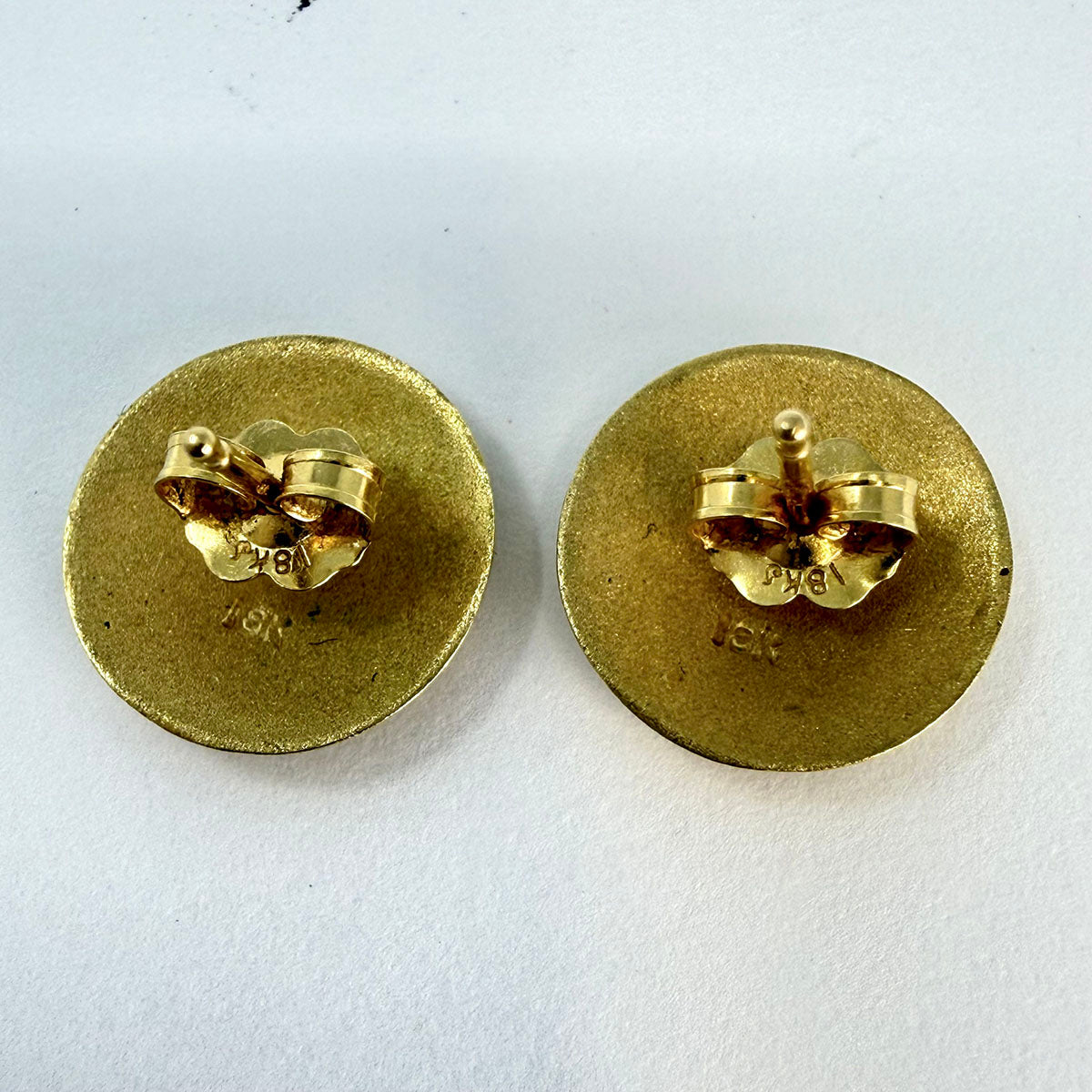 18K Textured Round Stud  Earrings