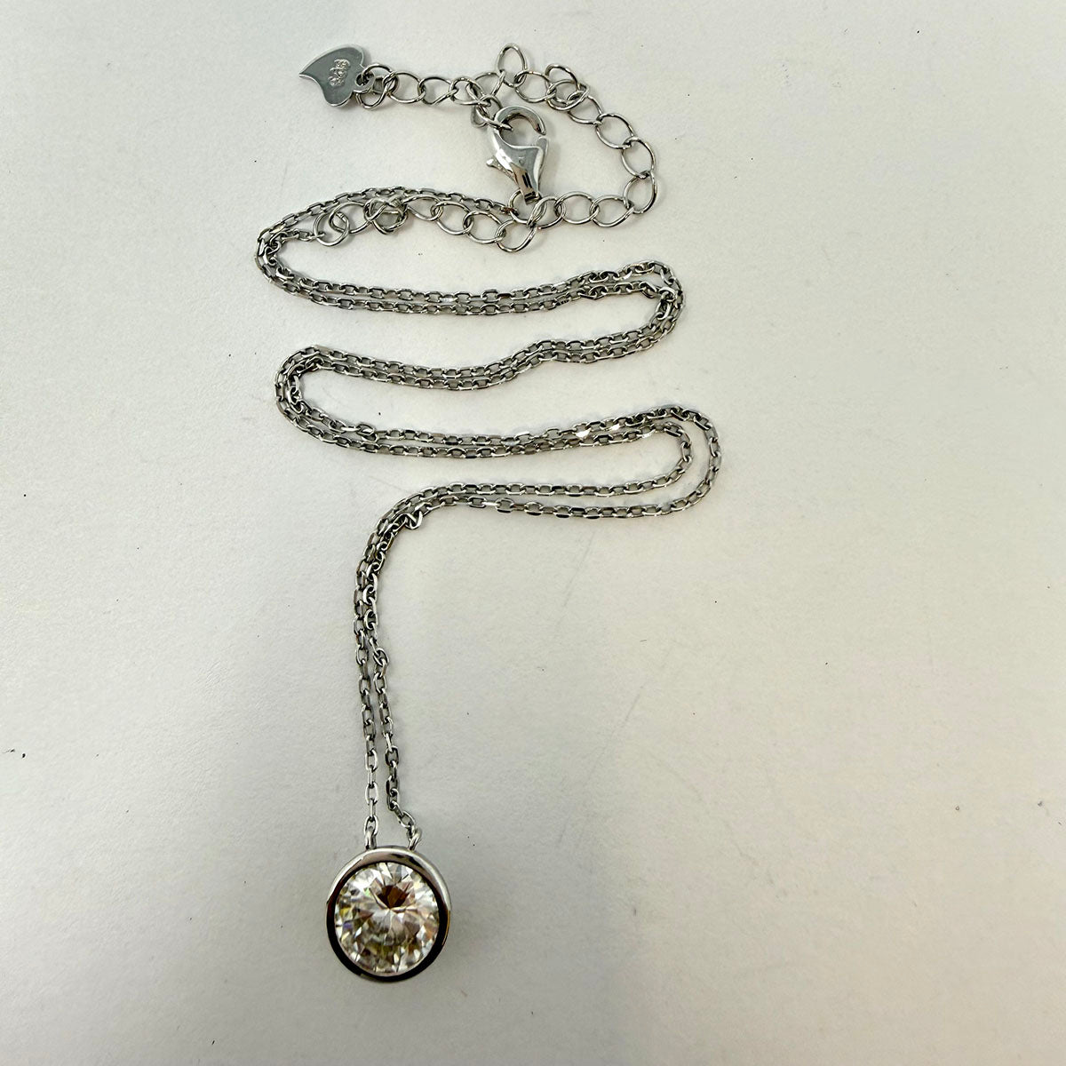 2ct Moissanite Round Bezel Set Pendant Necklace
