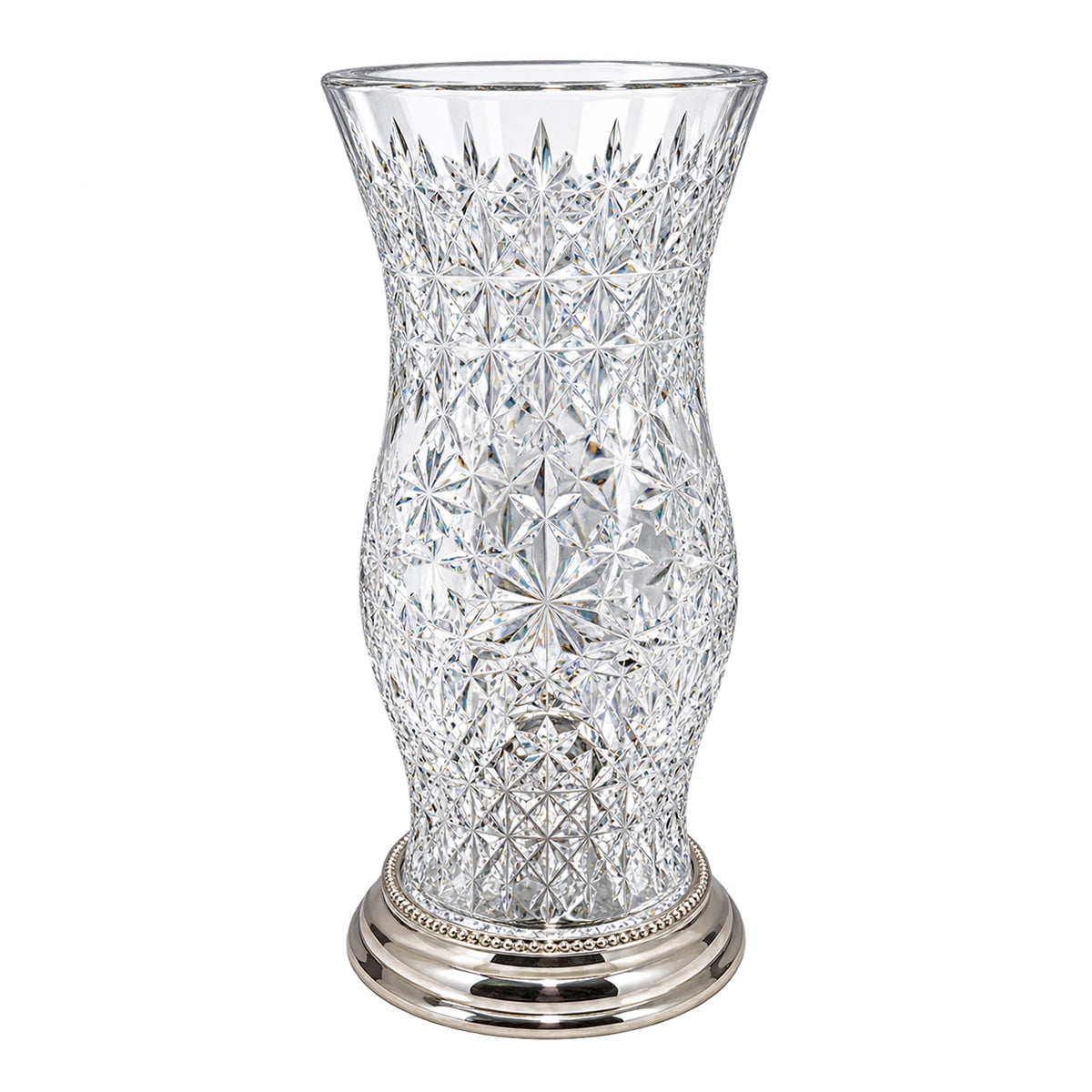 Hurricane Lamp & Metal Base "Snow Crystals"