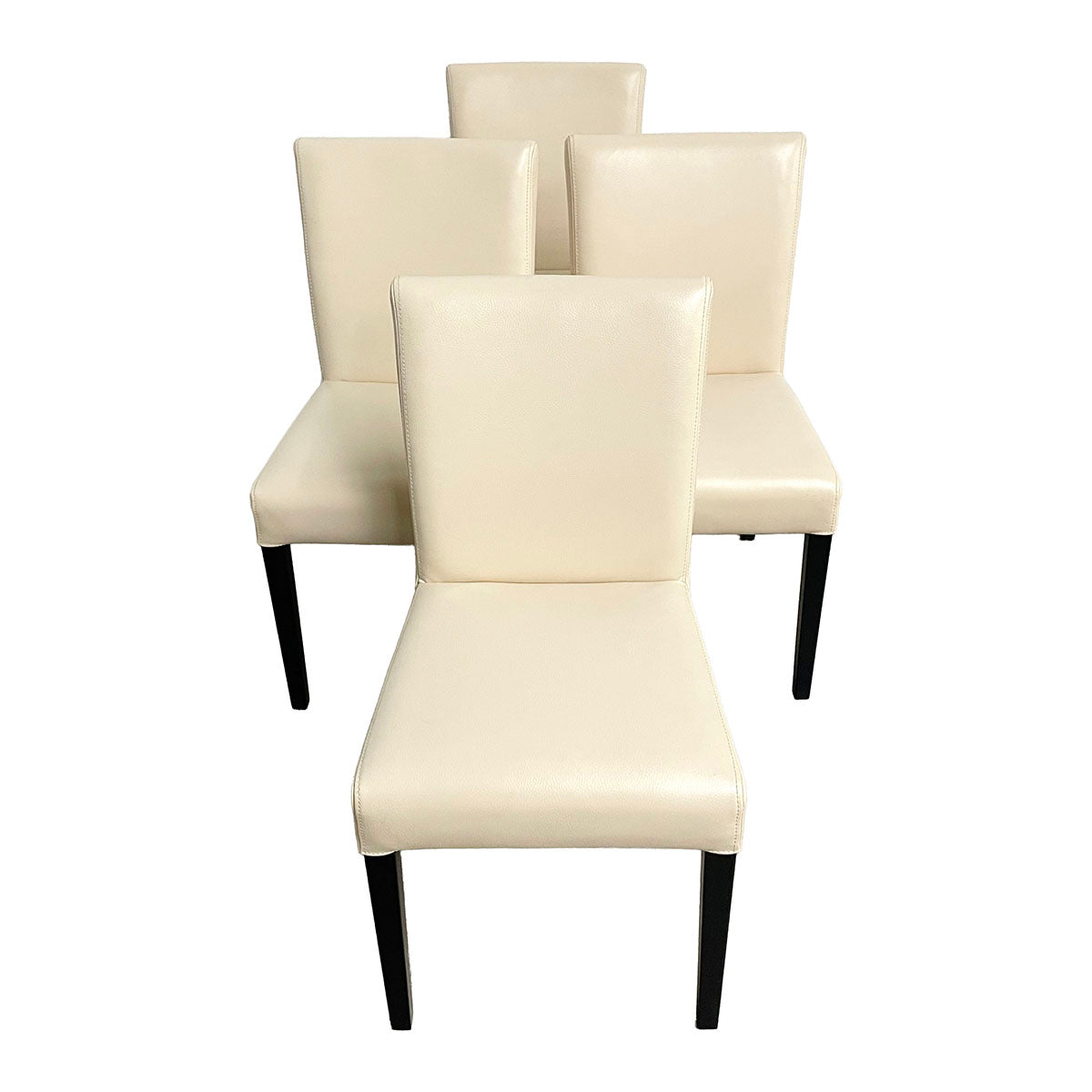 Set of 4 Crate & Barrel Cream Leather Dining Chairs