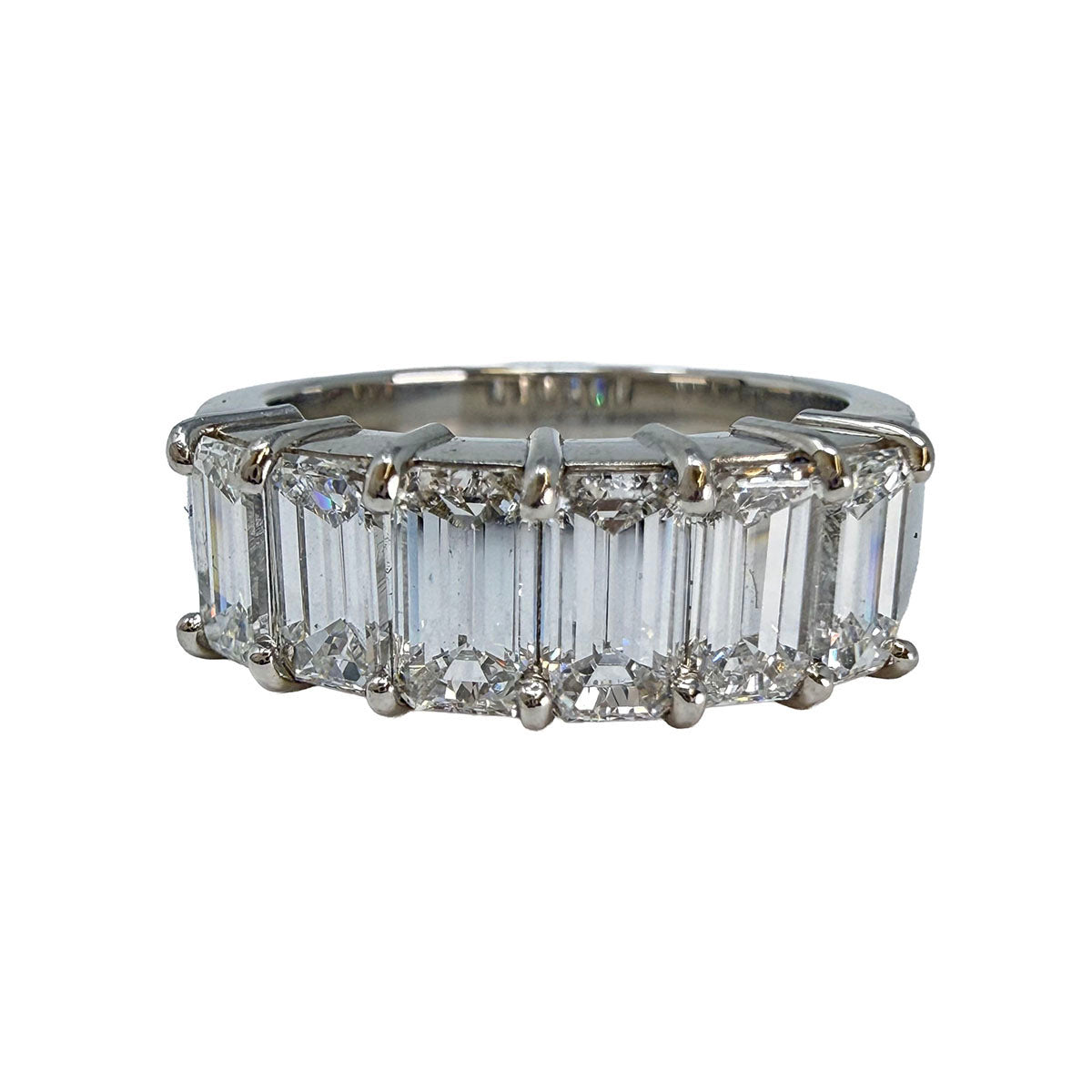 Platinum Ring with 6 Emerald Cut  Diamonds