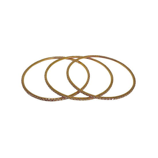 Set of Three 18K Rose Gold Bangle Bracelet with Diamonds