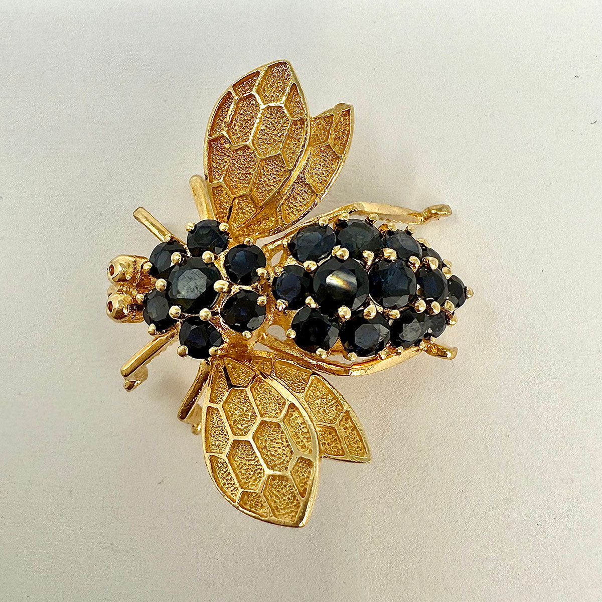 14K Gold Bee Pin  with Sapphire