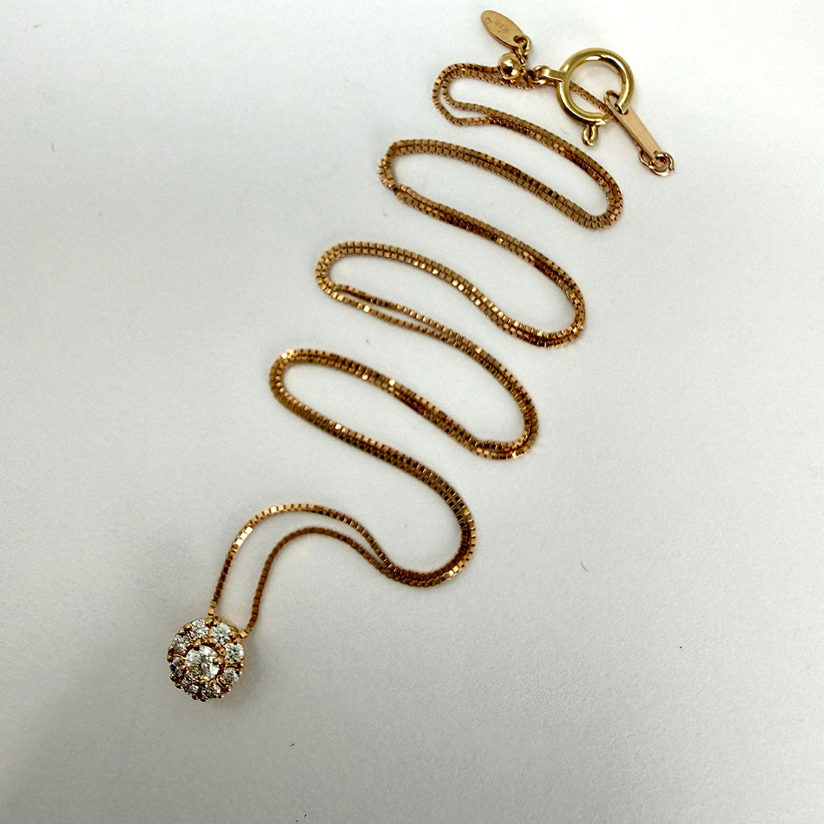Rose Gold Necklace with Diamond Flower Pendant