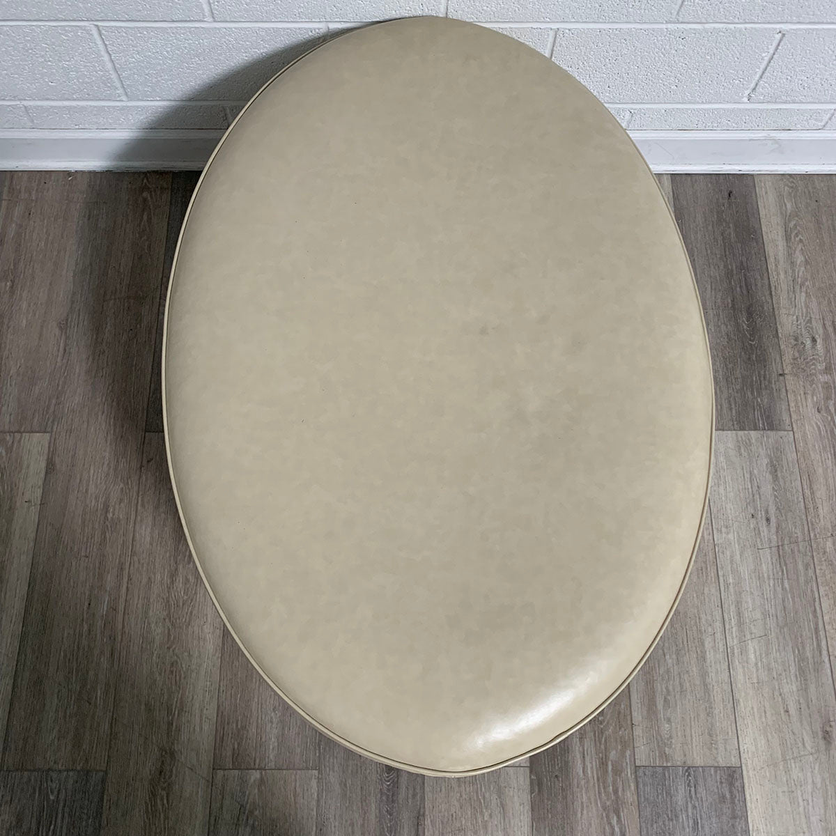 Leather Cream Ottoman