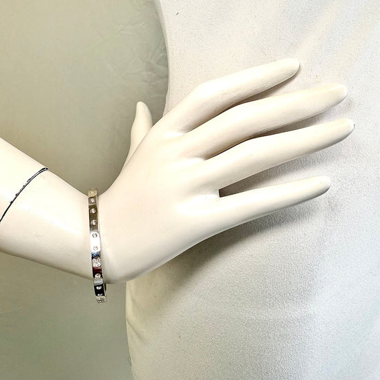 Roberto Coin 18K White Gold Square Hinged Pois Moi Bangle with 0.07ct Diamond