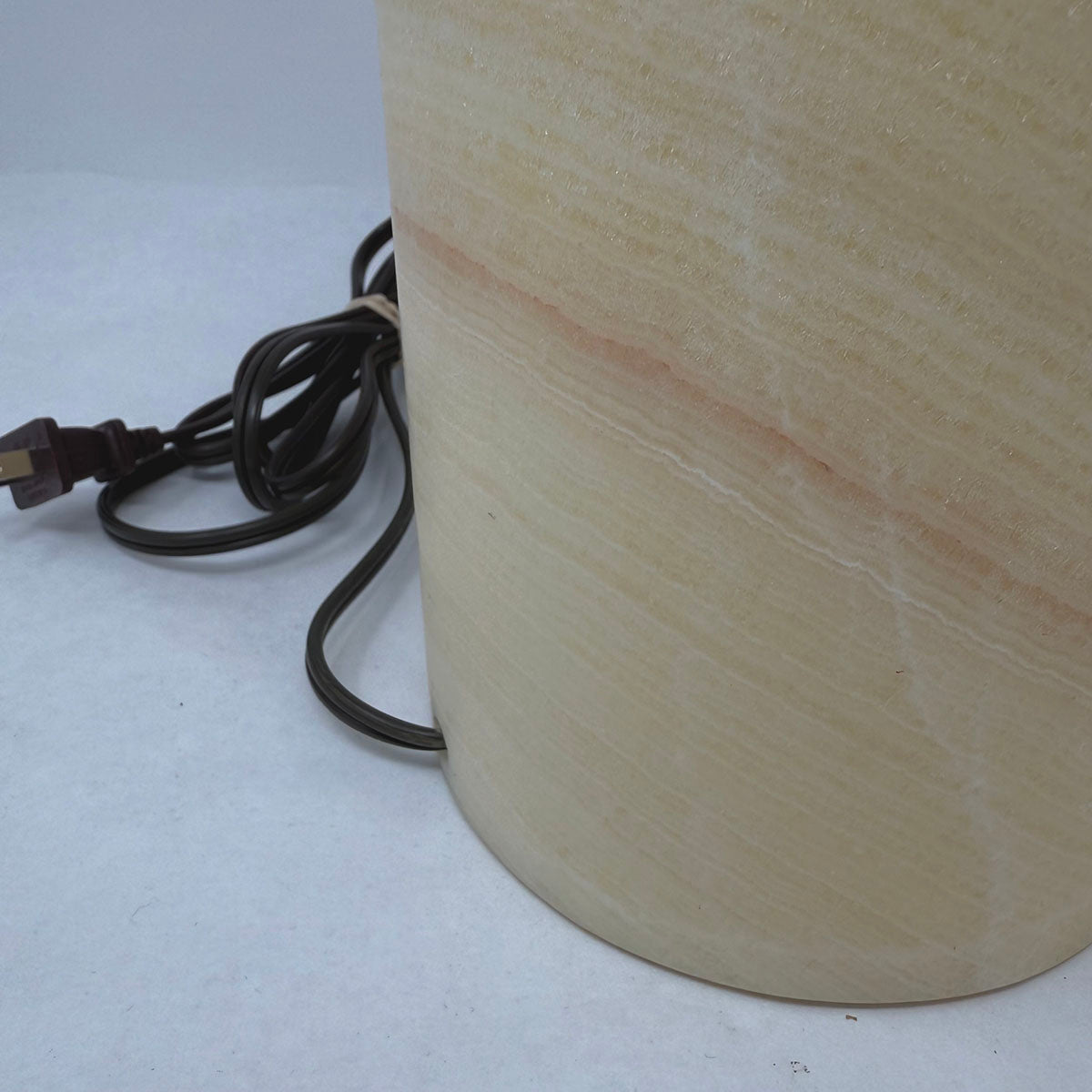 Cylindrical Shape Alabaster Table  Lamp, 12"