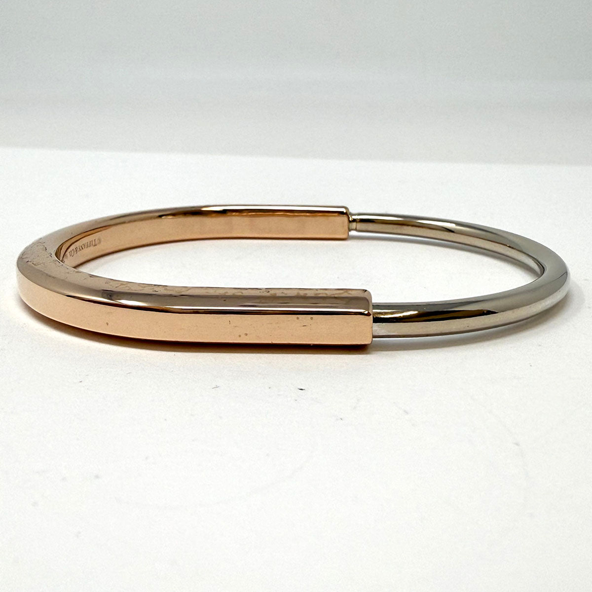 Tiffany & Co. 18K White and Yellow Gold "Lock" Bangle Bracelet