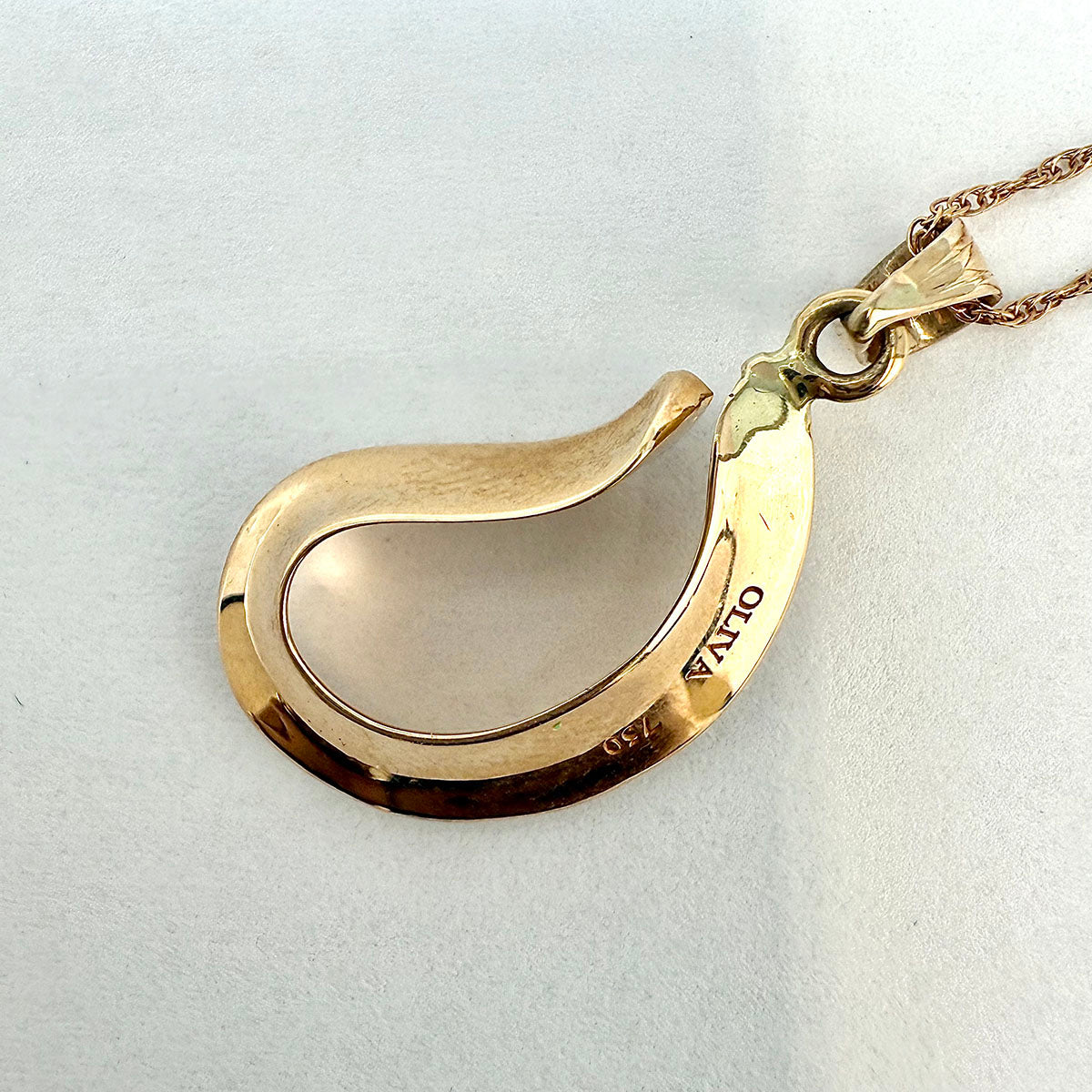 18K Rose Gold Open Diamond Pendant Necklace