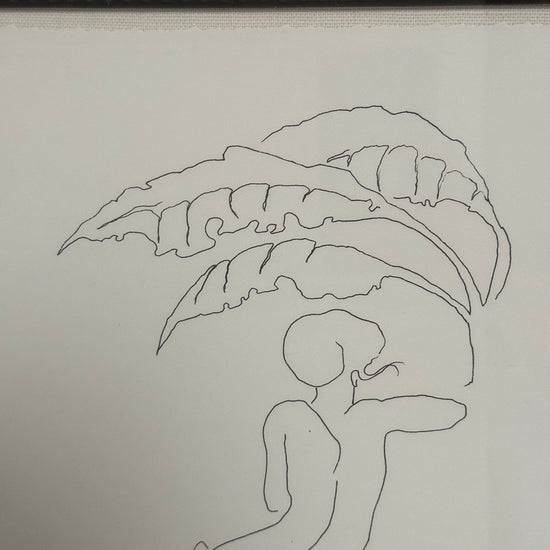 "Girl under Palm Leaves" Signed and Dated '02