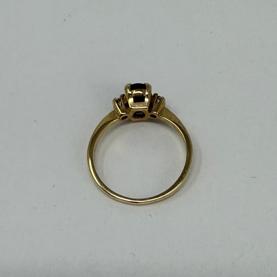 14K Gold Ring with Black Star Sapphire and Diamond