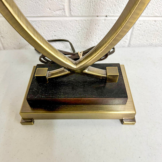 Art Deco Brass Table Lamp With Rectangular Shade