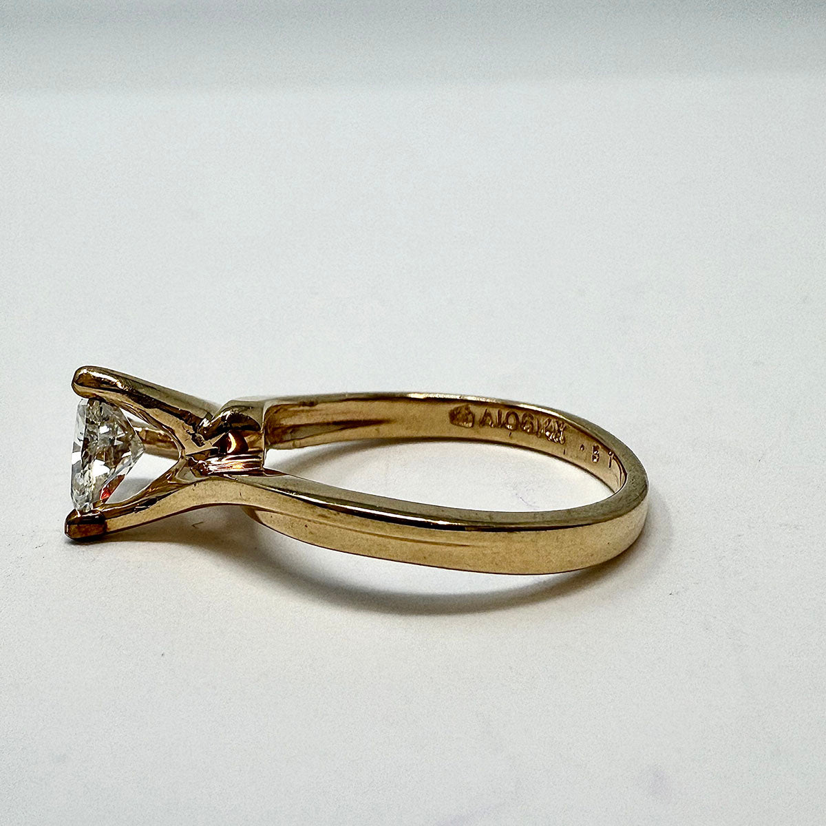 14K Gold Ring with Triangular Shaped Diamond