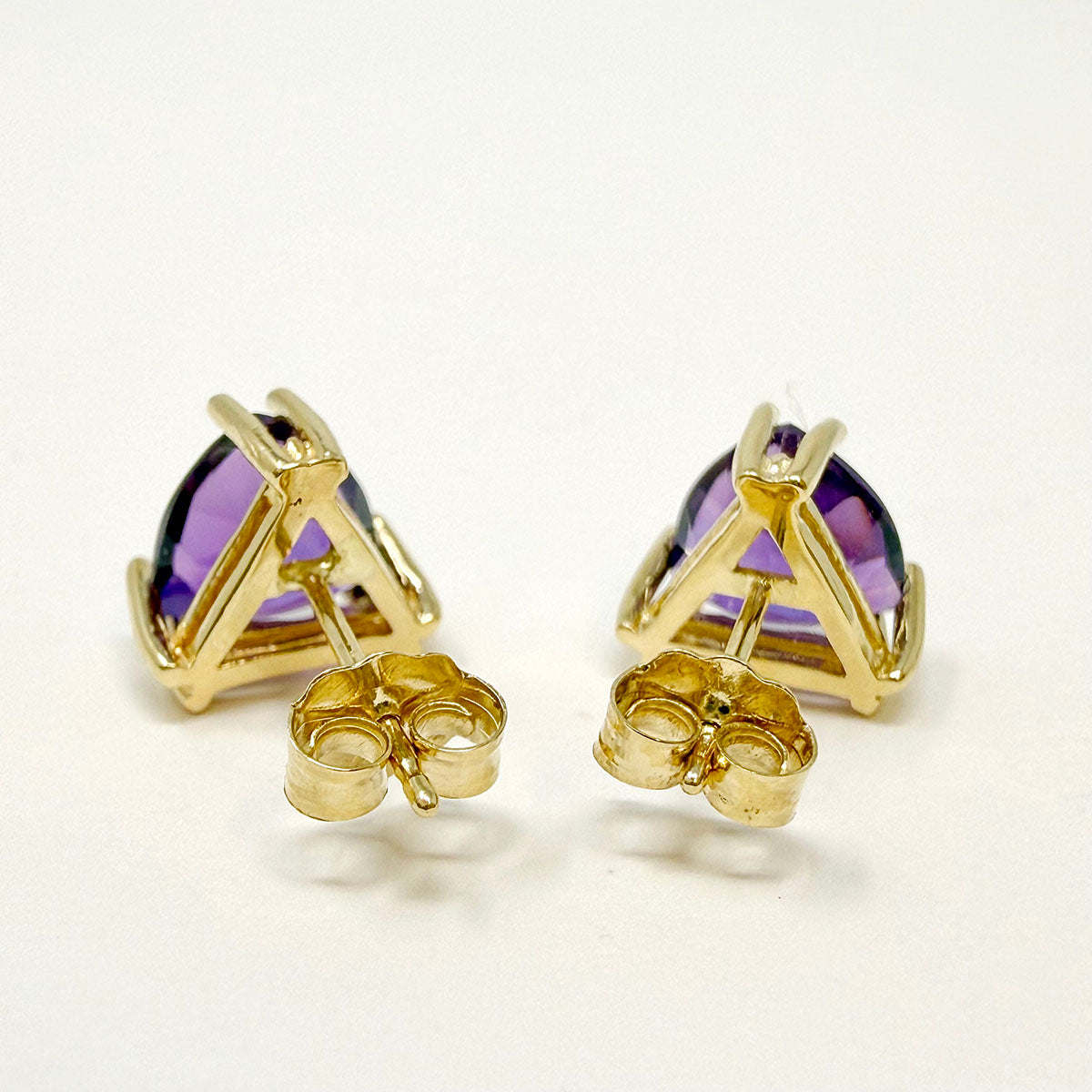 14K Gold Stud Earrings with Amethyst