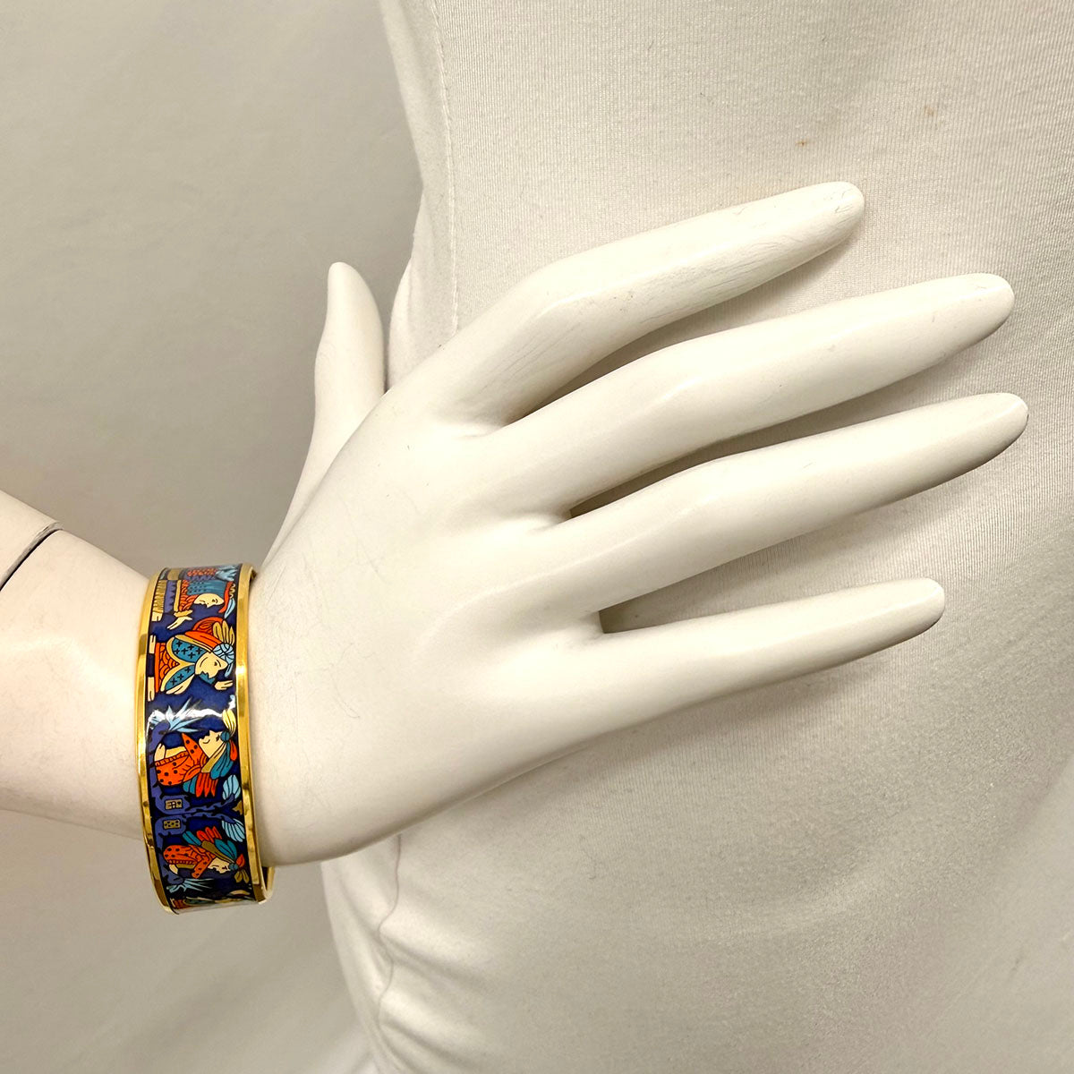 Hermes Wide Enamel Bangle Bracelet