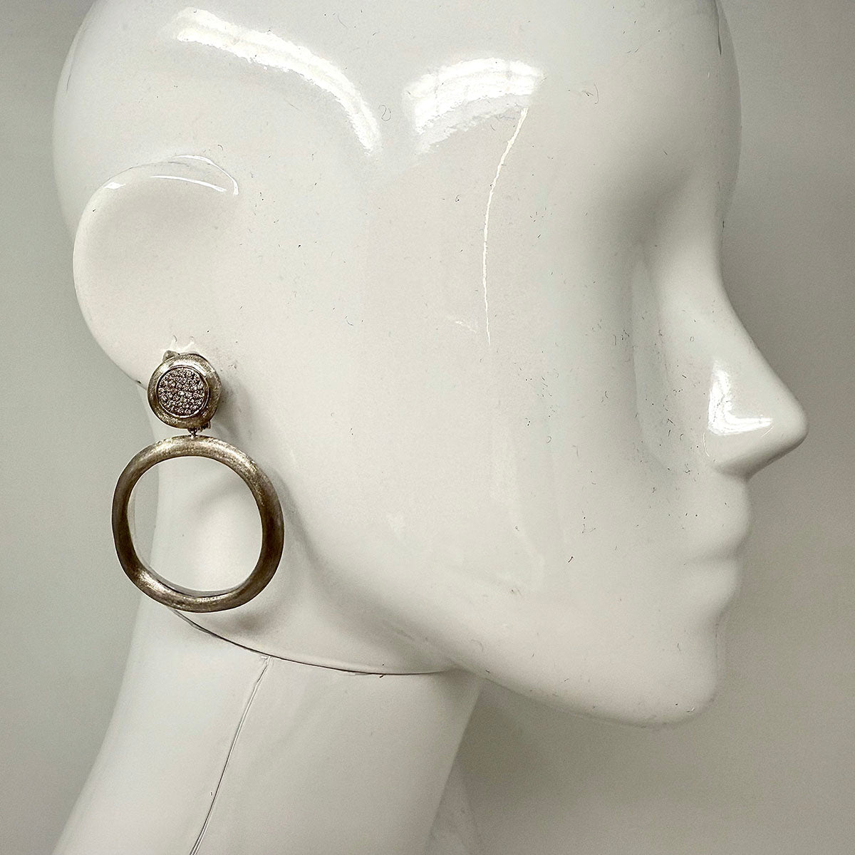 Marco Bicego 18K White Gold Brushed "Jaipur" Diamond Drop Earrings