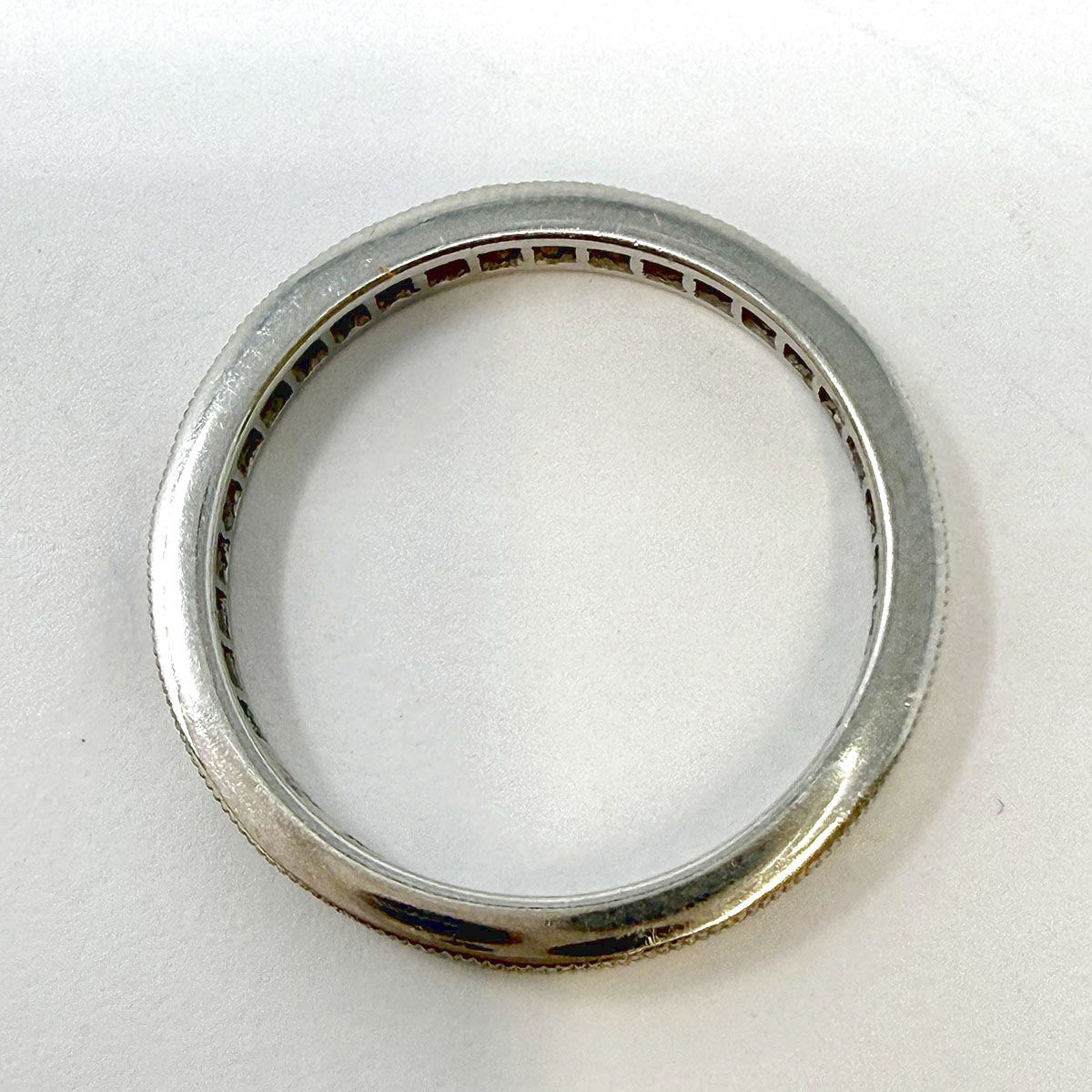Platinum Ring with with Channel Set Pink Sapphire and Diamond