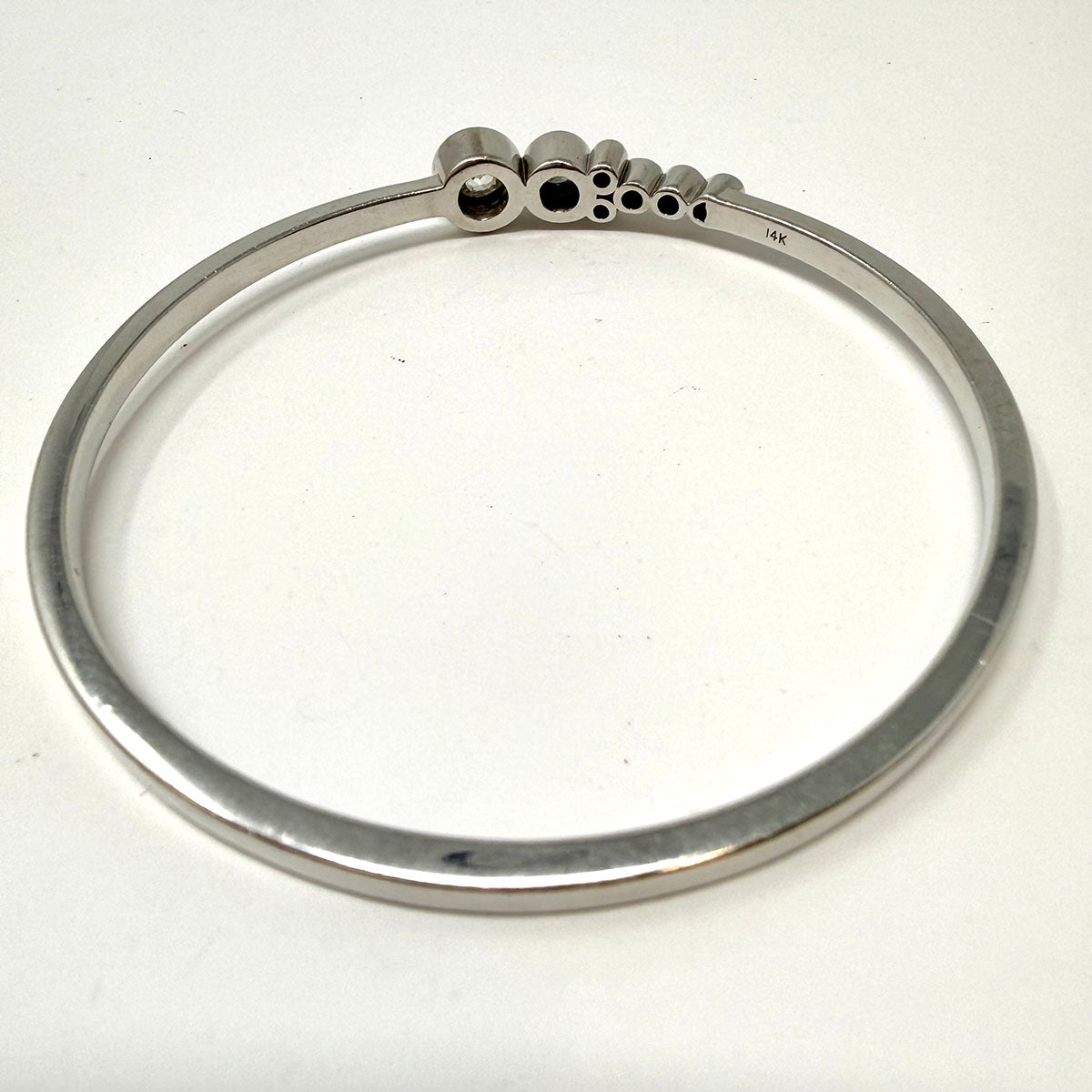 14K White Gold Diamond Bangle