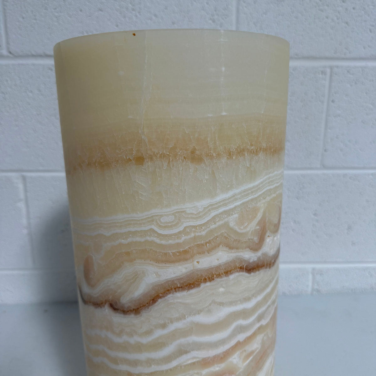 Cylindrical Shape Alabaster Table  Lamp, 18"