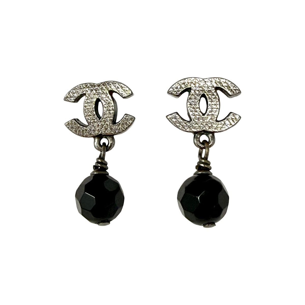 Chanel Black Bead Earrings