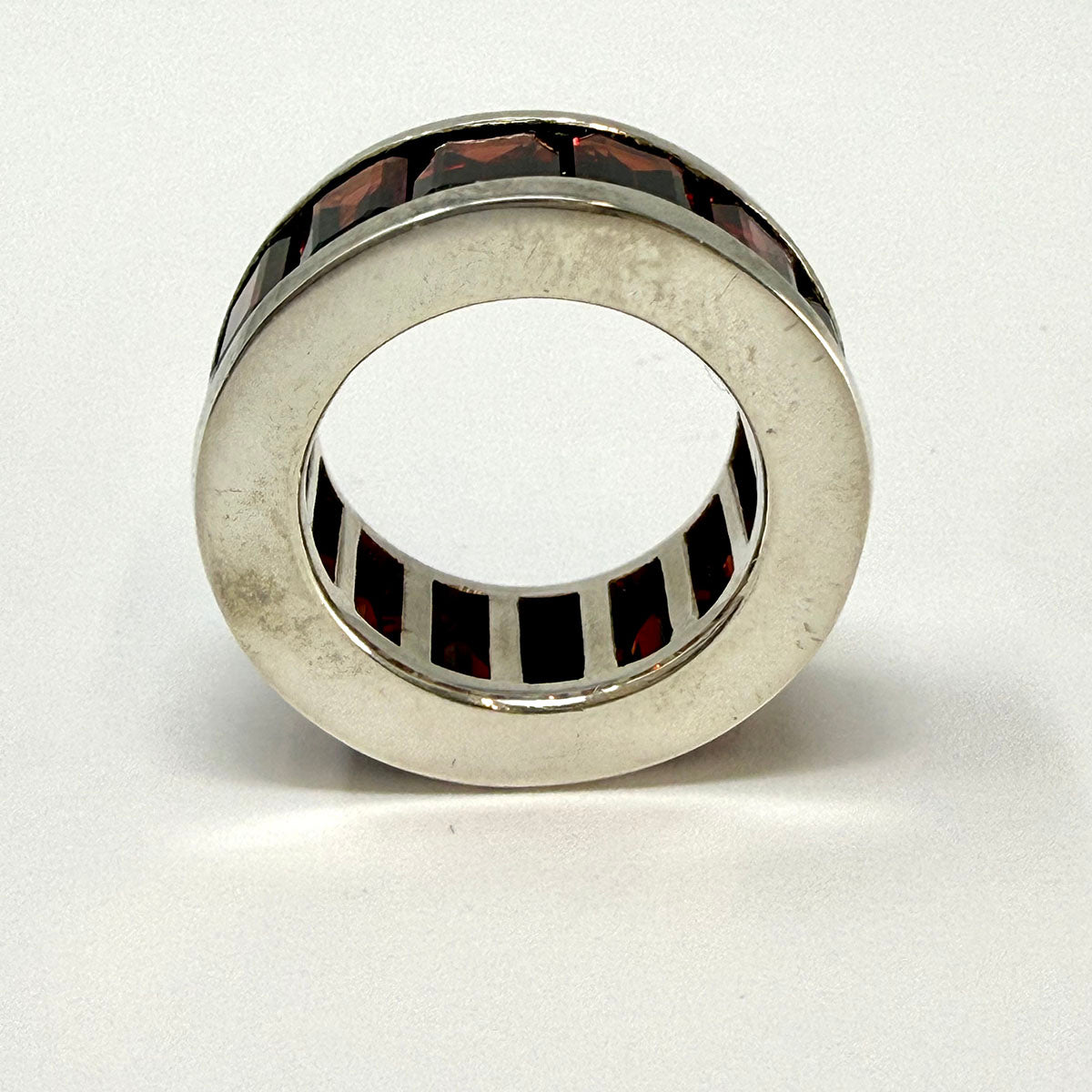 Sterling Silver Garnet Band