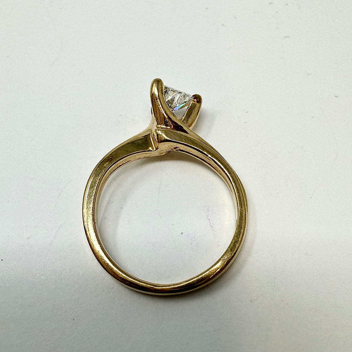 14K Gold Ring with Triangular Shaped Diamond