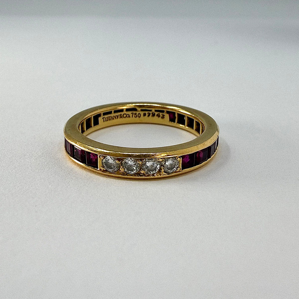 Tiffany & Co. Gold Ring with 15 Rubies and 12 Diamonds