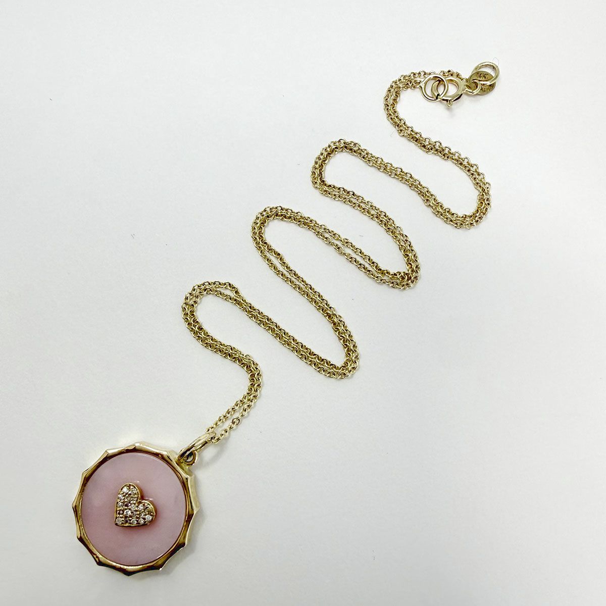 14K Gold Pendant Necklace with Diamond Heart