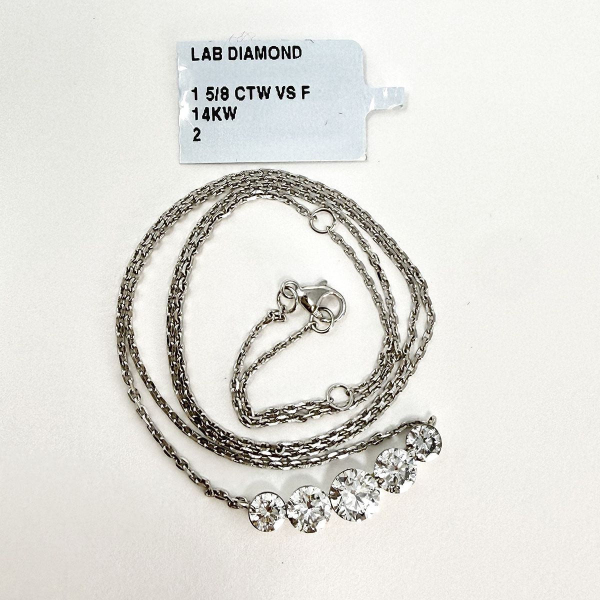 14K White Gold 18" Necklace with 5  Lab Grown Diamonds