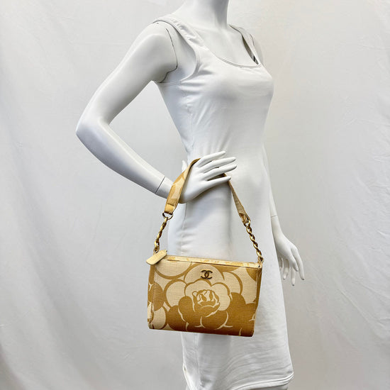 Chanel Raffia Camellia Shoulder Bag