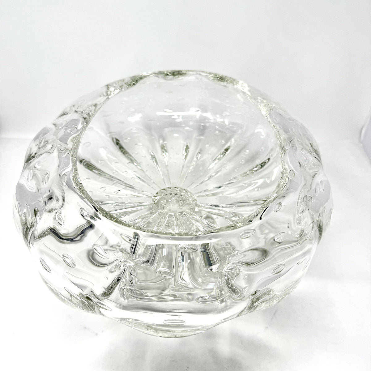 Oval Glass Bowl on a Pedestal