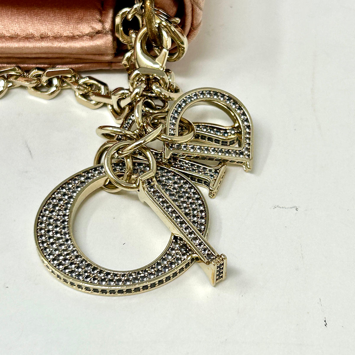Christian Dior Satin Cannage Wallet on Chain
