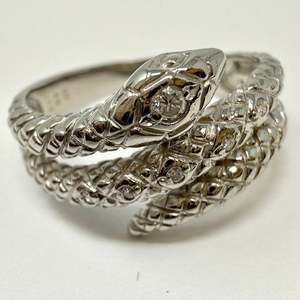 Platinum and Diamond Snake Wrap Ring