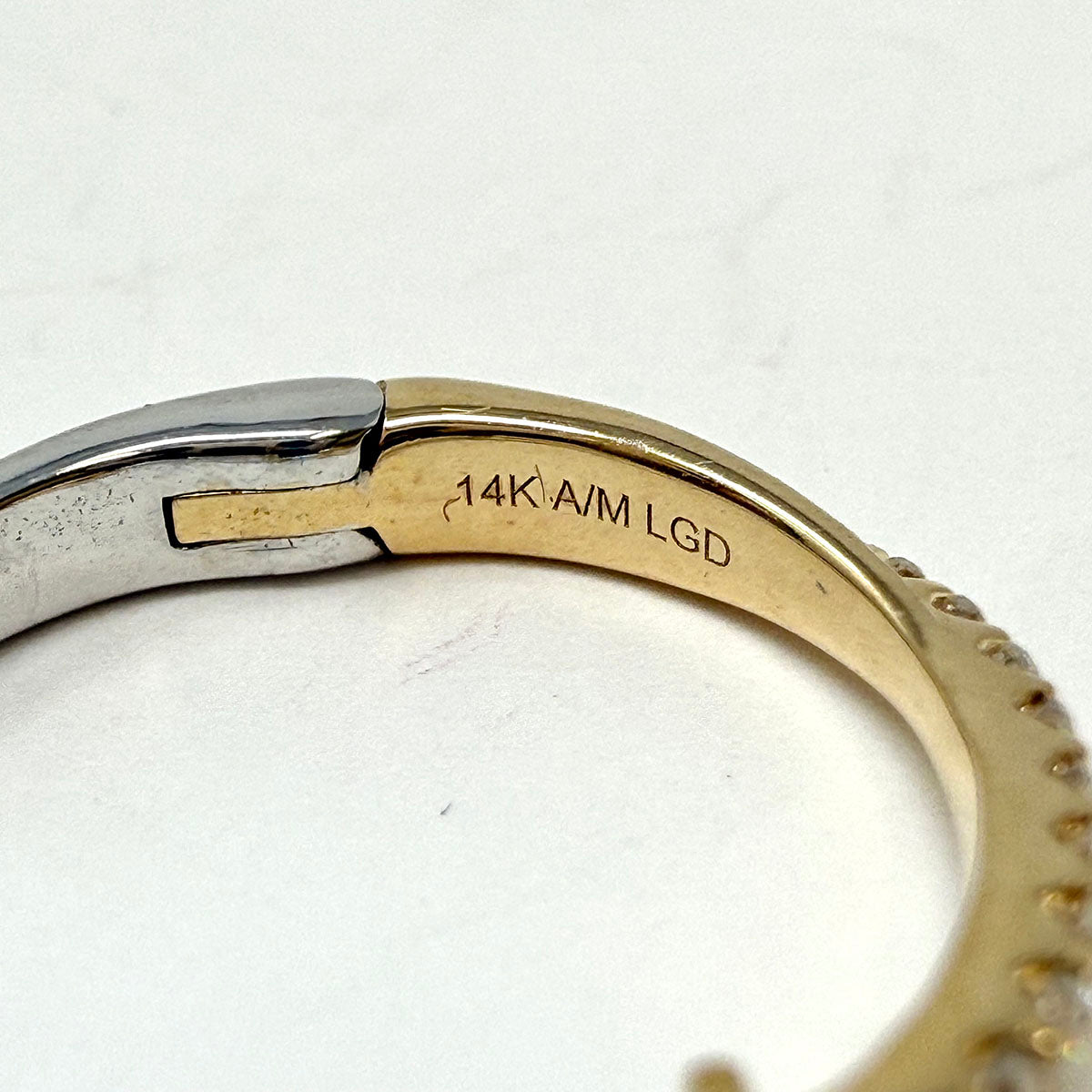 14K White and Yellow Gold Lab Grown Diamond Crossover Hoop Earrings