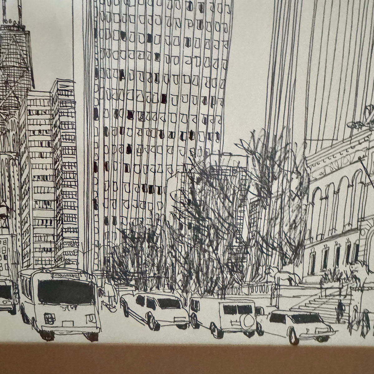 "Michigan Avenue Art Institute" Drawing by Bill Olendorf