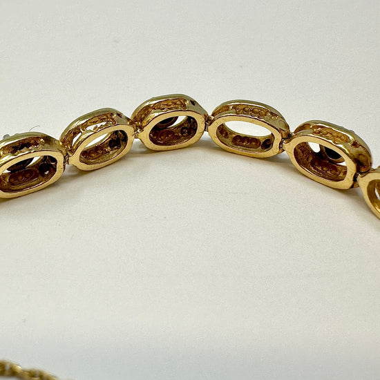 14K Gold Oval Link Bracelet with Diamonds