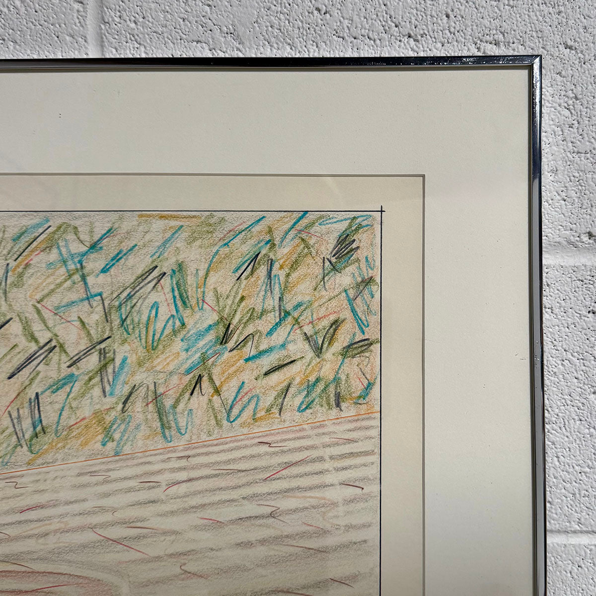 Framed Prismacolor Drawing untitled