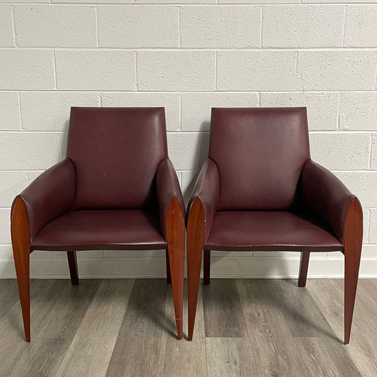 Dakota Jackson Pair Of Leather Accent Chairs