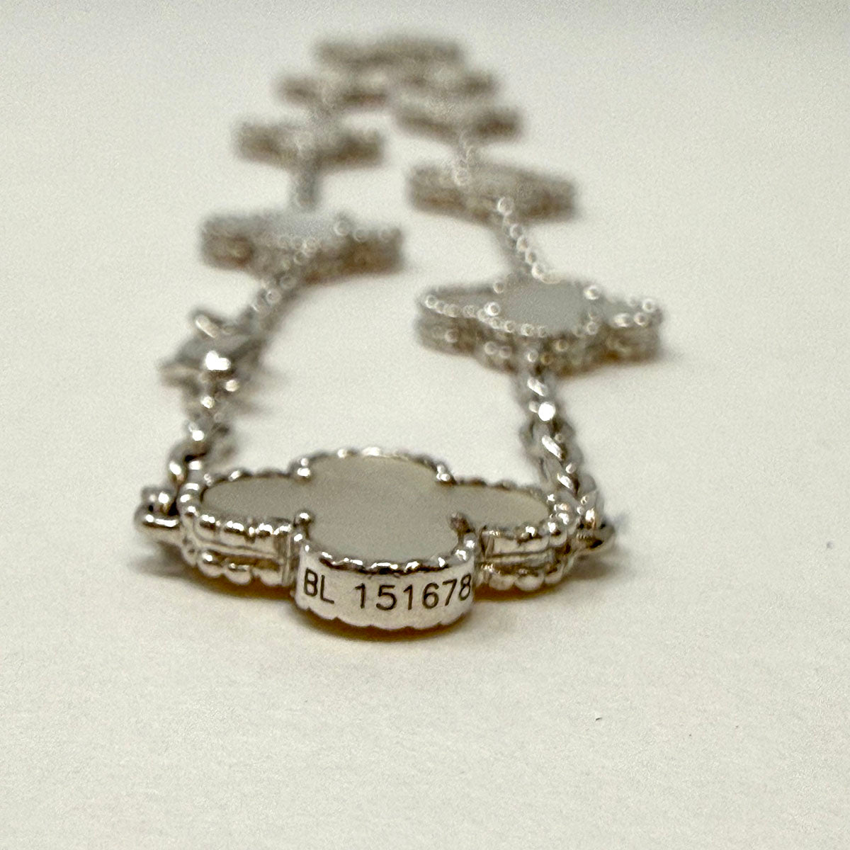 Van Cleef & Arpels 18K White Gold 10 Motif Vintage Alhambra MOP Necklace