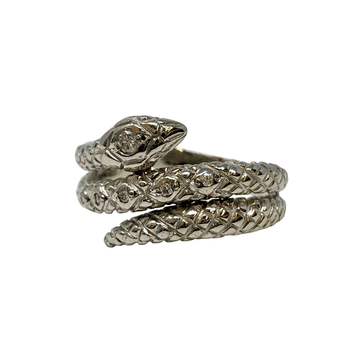 Platinum and Diamond Snake Wrap Ring