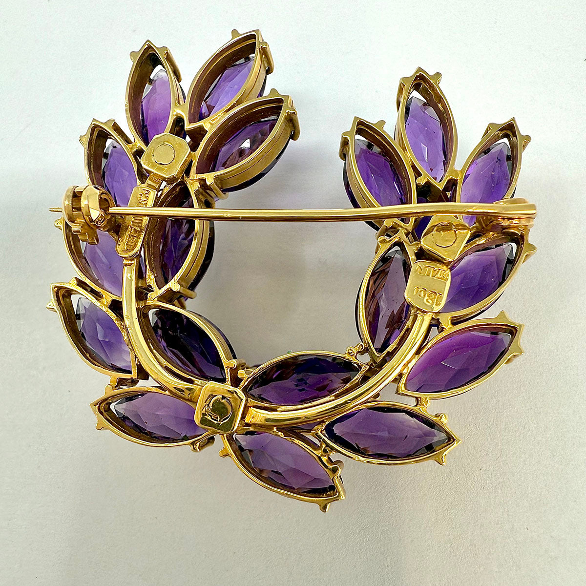 Tiffany & Co. Vintage 18K Gold and Amethyst U-shaped Brooch
