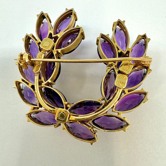 Tiffany & Co. Vintage 18K Gold and Amethyst U-shaped Brooch