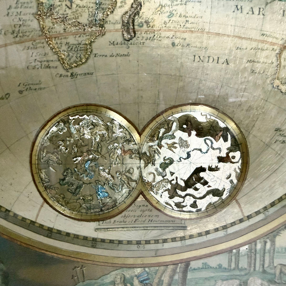 Double Hemisphere World Map Framed