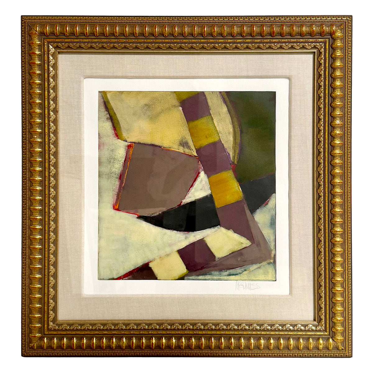 "Abtract Print with Geometric Designs I", Signed