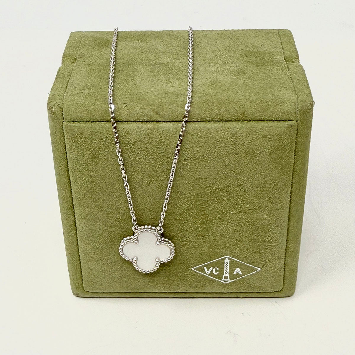 Van Cleef & Arpels 18K White Gold  Alhambra 16.5" Pendant Necklace
