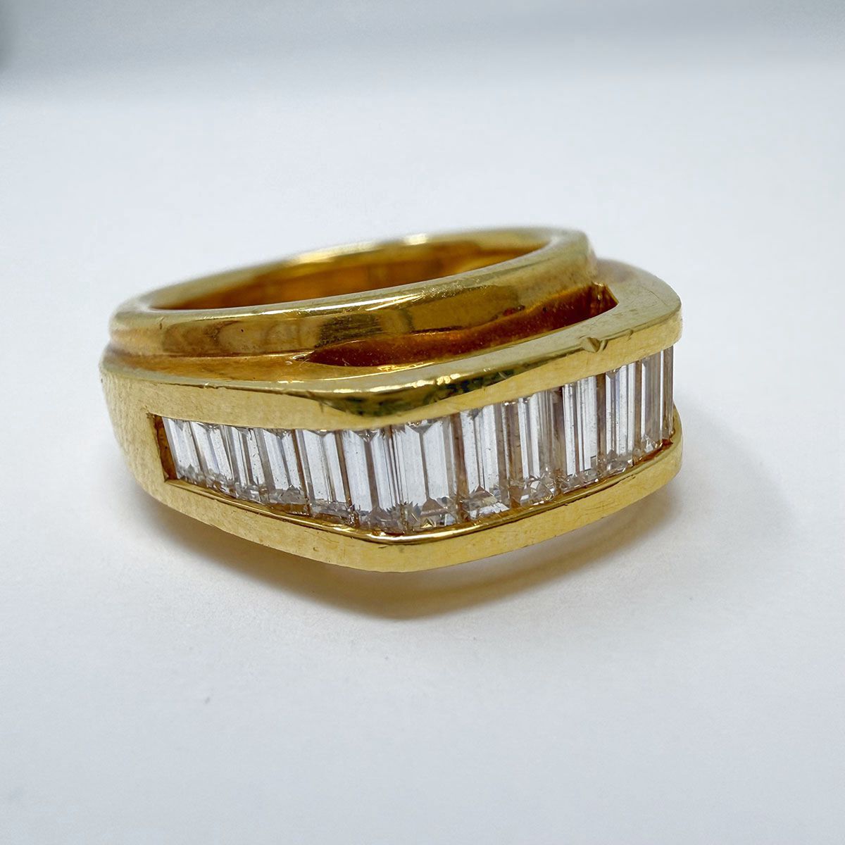 Susan Berman 18K Gold Ring with18 Straight Baguette  Diamonds