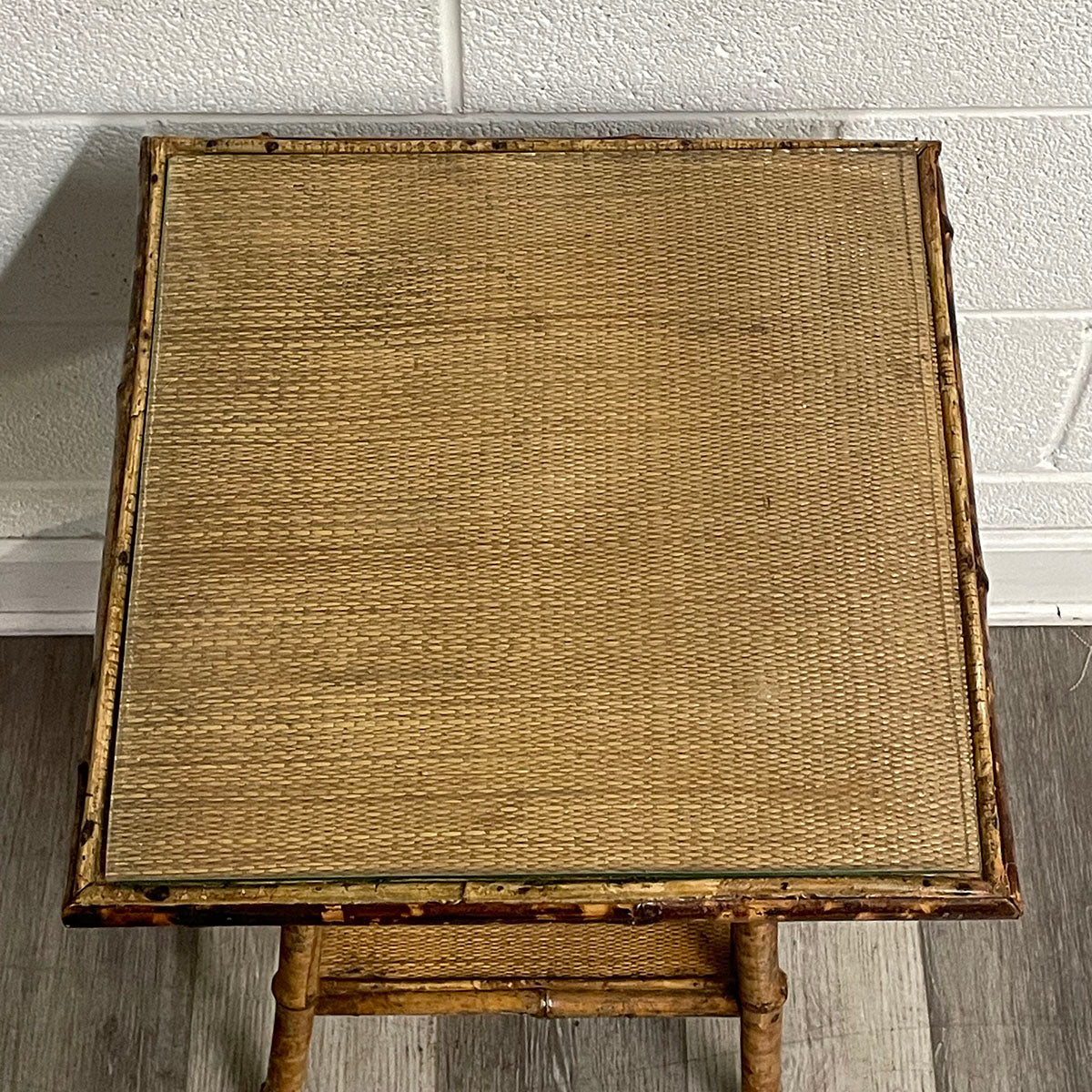 Rattan Side Table With Glass Top
