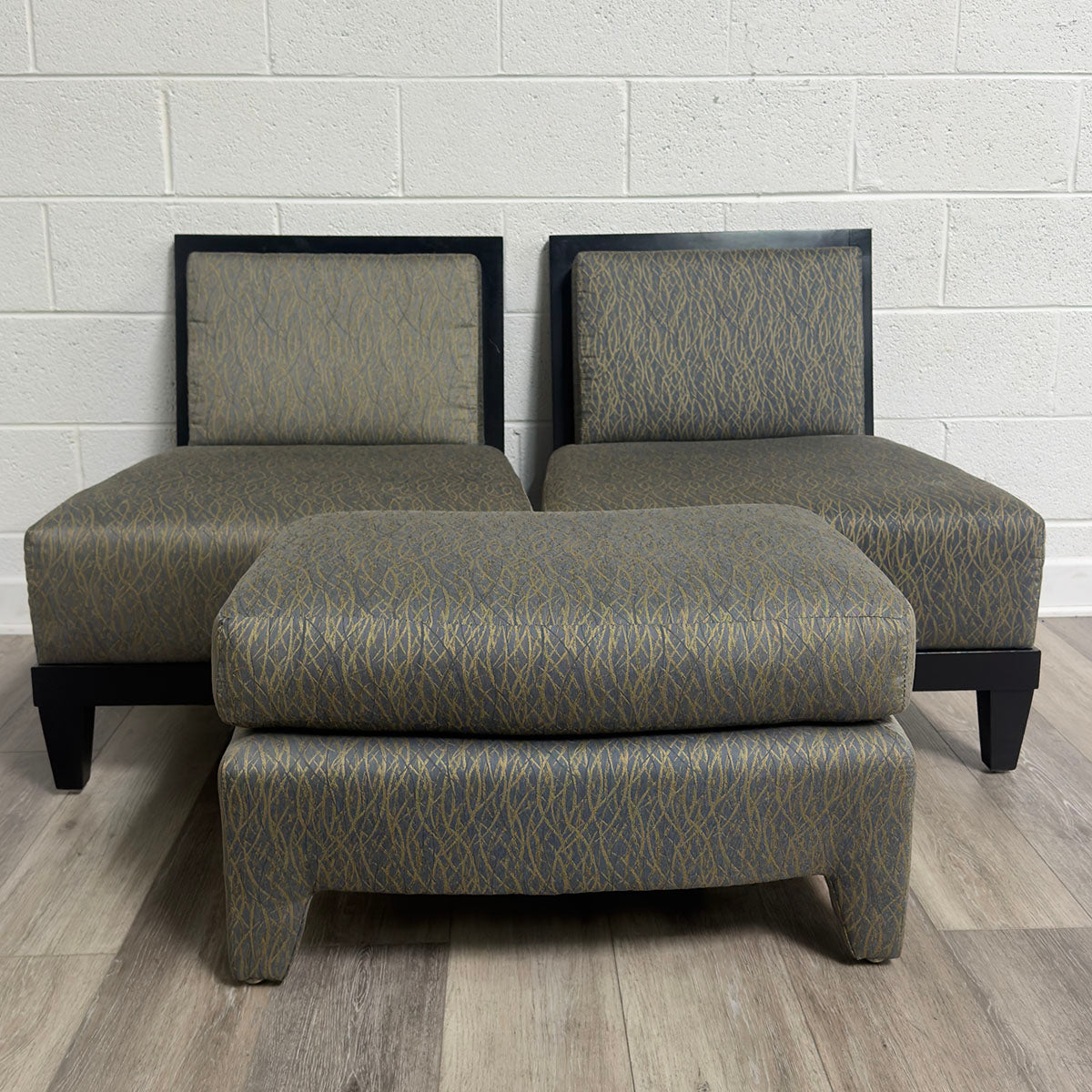 Pair of Chairs with Ottoman